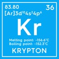 Krypton. Noble gases. Chemical Element of Mendeleev\'s Periodic Table.. 3D illustration