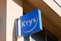 Krys optical brand logo blue and text sign on optician shop glasses of store optic