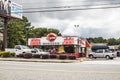 Krystal Burgers building on a cloudy day