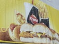 Krystal fast food restaurant artwork on wall of food