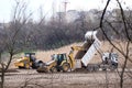 Construction Heavy Industrial Machines Make a New Road