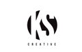 KS K S White Letter Logo Design with Circle Background.
