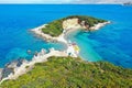 Ksamil beaches. Four islands. The bay. The Tetran Archipelago. Ksamil. Albania. Drone shooting. Aerial photography