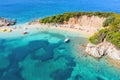 Ksamil beaches. Four islands. The bay. The Tetran Archipelago. Ksamil. Albania. Drone shooting. Aerial photography