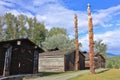 Ksan Native Village with Totem Poles and Traditional Longhouses, Hazelton, British Columbia Royalty Free Stock Photo