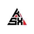 KSX triangle letter logo design with triangle shape. KSX triangle logo design monogram. KSX triangle vector logo template with red Royalty Free Stock Photo