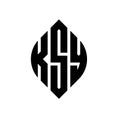 KSY circle letter logo design with circle and ellipse shape. KSY ellipse letters with typographic style. The three initials form a