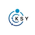 KSY letter technology logo design on white background. KSY creative initials letter IT logo concept. KSY letter design