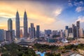 Kuala Lumper skyline at twilight Royalty Free Stock Photo