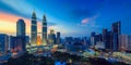 Kuala Lumper skyline at twilight Royalty Free Stock Photo