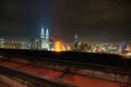 Kuala Lumpur City at night view from rooftop