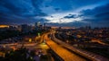 Kuala Lumpur city skyline during dramatic sunset. Royalty Free Stock Photo