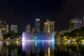 Kuala Lumpur City Skyline by Symphony Lake at Night Royalty Free Stock Photo