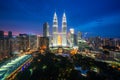 Kuala Lumpur city skyscraper and green space park with nice sky sunset at downtown business district in Kuala Lumpur. Malaysia. Royalty Free Stock Photo