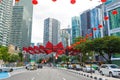 Kuala Lumpur City Streets Decorated with Lanterns for Chinese New Year Royalty Free Stock Photo