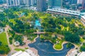 Kuala Lumpur KLCC park aerial view from Petronas Towers