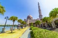 Kuala Lumpur/Malaysia: 22 April 2019: beautiful dome lid pink Masjid Putra Putra Mosque Muslim mosque of Putrajaya famous tourist Royalty Free Stock Photo