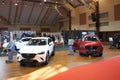Cars showroom located in the huge hall.