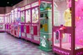 Kuala Lumpur,Malaysia - April 13,2019 : Colorful arcade game toy claw crane machine where people can win toys and other prizes