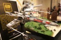 Model of X-Wing starfighter plane from Star Wars franchise movies.
