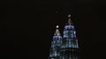 KUALA LUMPUR, MALAYSIA - APRIL 13: Petronas Twin Towers and city at night scene. Royalty Free Stock Photo