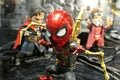 Selected focused of Marvel Comic action figure Spider-man with Iron Spider suit.