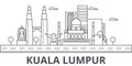 Kuala Lumpur Malaysia architecture line skyline illustration. Linear vector cityscape with famous landmarks, city sights