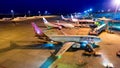 4k Time Lapse Day to Night Airplane Of Malasia Airlines Transportation In Kuala Lumpur International Airport, Malaysia