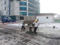 Concreting work by construction workers at the construction site.