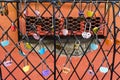 Kuala Lumpur, Malaysia - 28 August 2023 many padlocks hanging in Lorong Petaling street, Old Kuala Lumpur Street Art