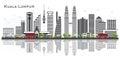 Kuala Lumpur Malaysia City Skyline with Gray Buildings Isolated