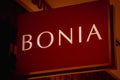 KUALA LUMPUR, MALAYSIA - DECEMBER 04, 2022: Bonia brand retail shop logo signboard