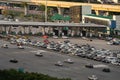 High angle view of the traffic jam during rush hour in Sungai Besi toll, Malaysia