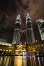 KUALA LUMPUR, MALAYSIA, December 15, 2017: Majestic view of Petronas Towers at night Royalty Free Stock Photo