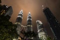 KUALA LUMPUR, MALAYSIA, December 15, 2017: Majestic view of Petronas Towers at night Royalty Free Stock Photo