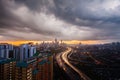 Kuala Lumpur city skyline with Petronas KLCC Twin Towers, Royalty Free Stock Photo