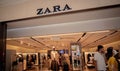 KUALA LUMPUR, MALAYSIA - DECEMBER 04, 2022: Zara brand retail shop logo signboard on the storefront in the shopping mall