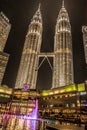 Twin towers Petronas and sky bridge at Mayl 18, 2015, Kuala Lumpur, Malaysia Royalty Free Stock Photo