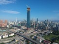 KUALA LUMPUR, MALAYSIA - 4 February 2018: Beautiful and dramatic aerial view of Kuala Lumpur city with new skyscraper under constr Royalty Free Stock Photo