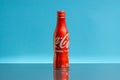 Coca Cola drink on blue background Royalty Free Stock Photo