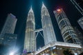 Kuala Lumpur, Malaysia - 22 February 2023: Petronas Twin Towers. Petronas Twin Towers in Kuala Lumpur centre at night