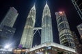 Kuala Lumpur, Malaysia - 22 February 2023: Petronas Twin Towers. Petronas Twin Towers in Kuala Lumpur centre at night