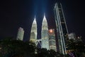 Kuala Lumpur, Malaysia - 22 February 2023: Petronas Twin Towers. Petronas Twin Towers in Kuala Lumpur centre at night Royalty Free Stock Photo