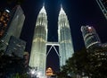Kuala Lumpur, Malaysia - 22 February 2023: Petronas Twin Towers. Petronas Twin Towers in Kuala Lumpur centre at night Royalty Free Stock Photo