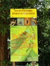 Sign announcing dangerous animal species in KL Forest Eco Park. Former Hutan Simpan Bukit Nanas Kuala Lumpur MALAYSIA