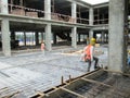 Building reinforcement concrete structure at the construction site.