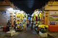 Kuala Lumpur, Malaysia - July 17, 2018 : Amazing colourful flower garlands at KL street market at Little India Brickfields