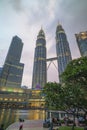 Sunset at Kuala Lumpur city skyline with Petronas KLCC Twin Towers Royalty Free Stock Photo