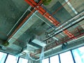 Chiller pipes and other services pipes ducting and trunking installed above ceiling level