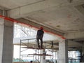 Installation of electrical services, conduit, cable tray and wire-ring at the high leve Royalty Free Stock Photo